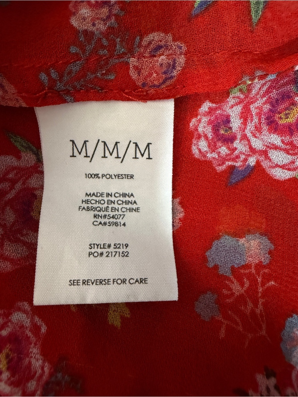 Cabi Red Floral Sheer Ruffle Sleeveless Blouse Top Size M - Picture 9 of 10